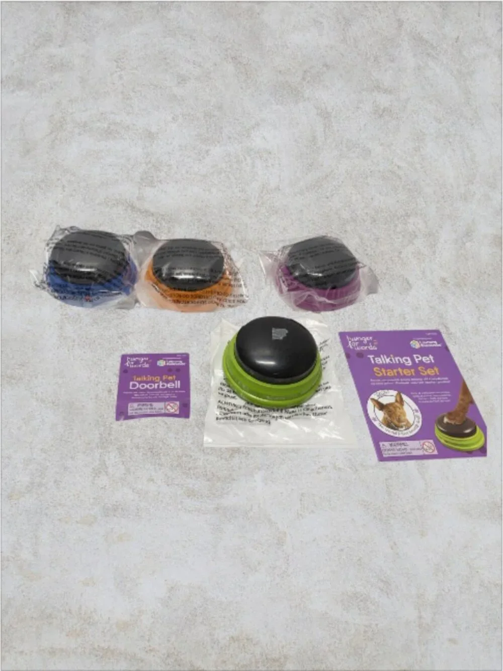HUNGRY FOR WORDS -- Talking Pet Starter Set, 4 Buttons, Detailed Instructions
